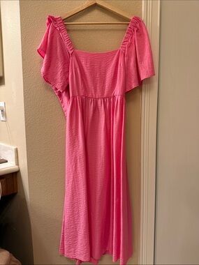 a new day Pink Maxi Dress with Flutter Sleeves